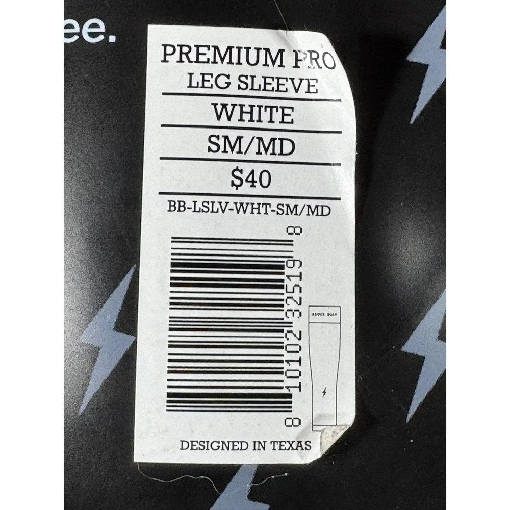 BRUCE BOLT Leg Sleeves S/M White Compression Extra Long Adult Baseball Sock